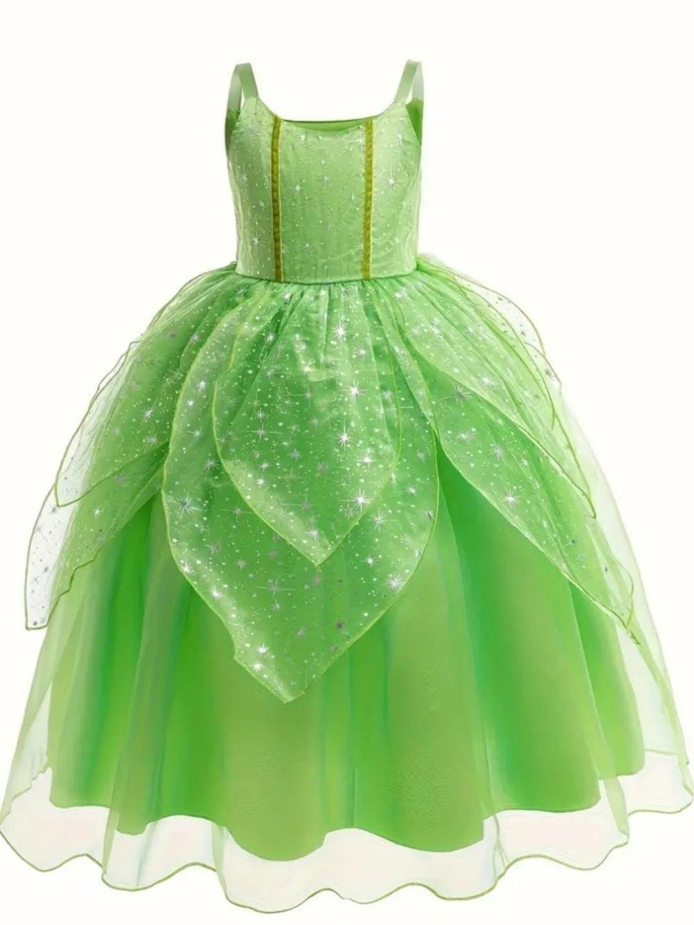 Sparkling Green Fairy Costume Dress for Kids